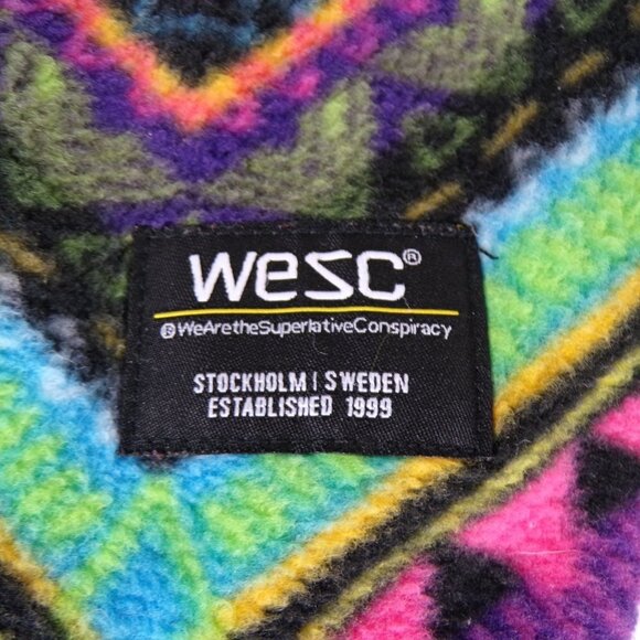 WESC Chevron Pattern Pullover Fleece Quarter Zip Sweatshirt Women M Men S #438 - Picture 4 of 10